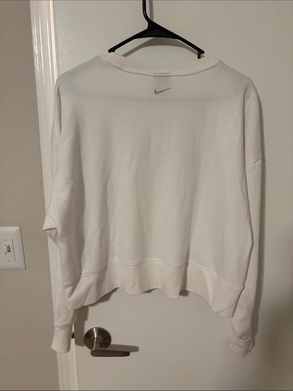Nike White Crewneck Sweatshirt with Silver Glitter Swoosh - Picture 2 of 2